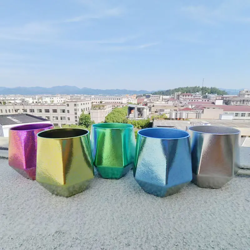 Titanium Rainbow Hexagonal Colored Whiskey Ins Wine Glass Home Octagonal Cold Drink Water Ocean Wine Glass Exquisite Camping