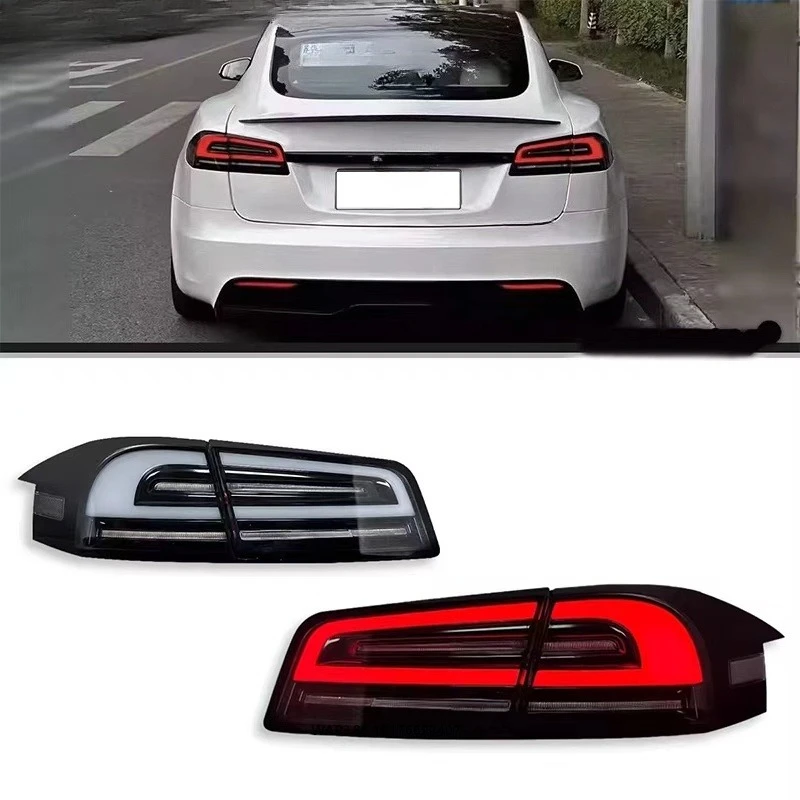 For 2014-2019 Model S Modified/Upgraded Red and White LED Tail Lights (with Turn Signal and Brake Light Functions)