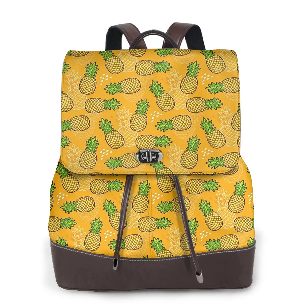 Cartoon Pineapple Tropical Fruit Pattern Bookbag School Student Bags Hiking Travel Daypack for Women Fashion Derma Backpack
