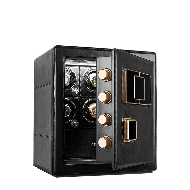 Watch Winder Safe Box Automatic Winding Watch Cabinet Leather Strongbox 12 Watches Jewelry Banknote File Storage Protective