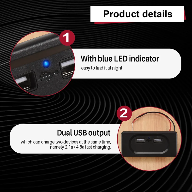 Y23A-مركبة DC5V/3.1A المزدوج منافذ USB مقبس الشاحن تعديل الملحقات لسيارة التخييم قارب متنقل قافلة