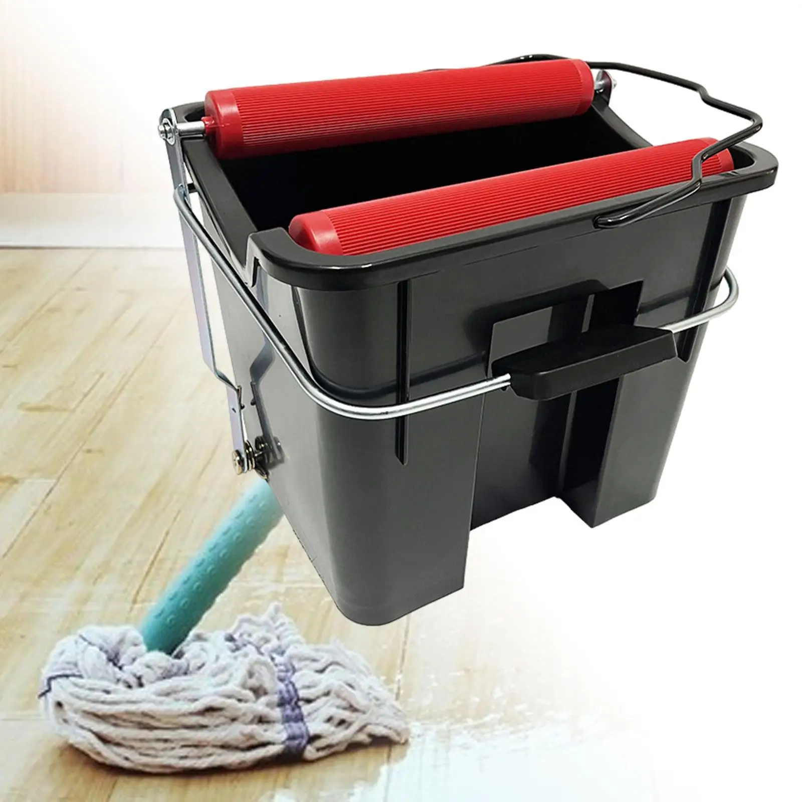 14L Foot Pedal Mop Bucket Easy Use Professional Black Accessories Water Squeezing Cleaning Bucket Household Cleaning Bucket