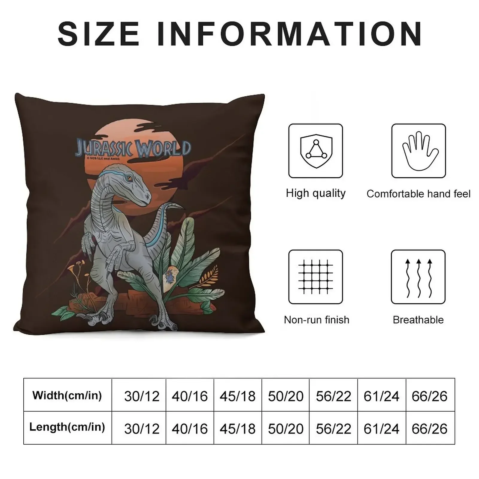 Blue - Velociraptor - Jurassic World Throw Pillow Custom Cushion Decorative Sofa Cushions pillow