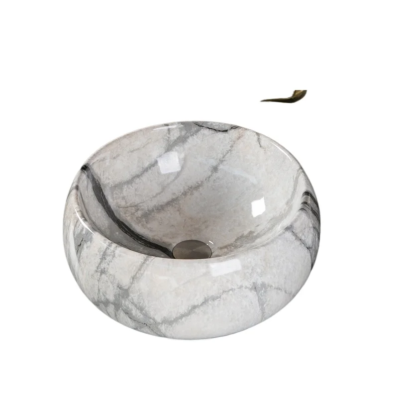 

Imitation marble pattern ceramic table basin art washbasin round bathroom household
