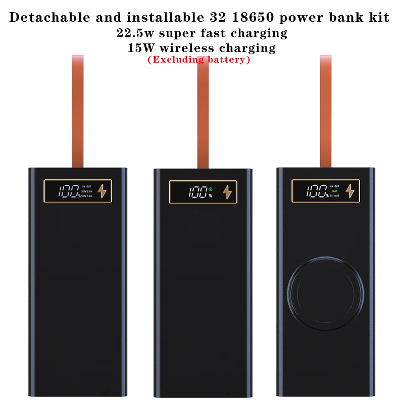 علبة بطارية 32 خلية 18650، علبة بنك الطاقة، شحن سريع للغاية DIY، بنك طاقة محمول، علبة شحن، شحن لاسلكي