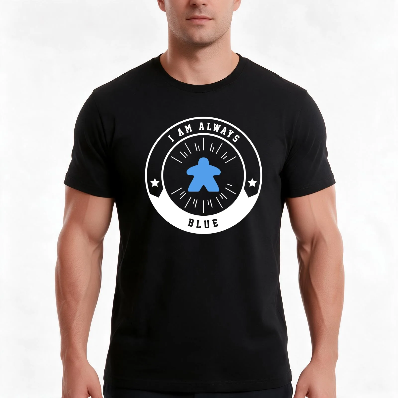 I Am Always Blue Meeple - Board Games and Meeples Addict T-Shirt, Summer Casual Cotton Tee, Oversized Streetwear Tops