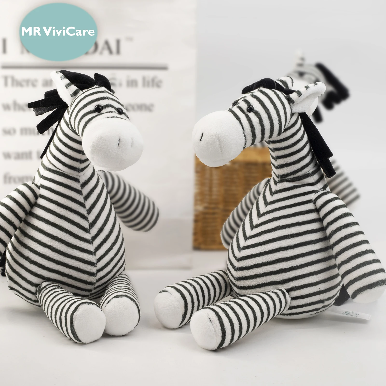 Real Life Zebra Plush Toy Simulation Animal Horse Model Soft Stuffed Realistic Plushie Doll Creative Room Decoration Kawaii Gift