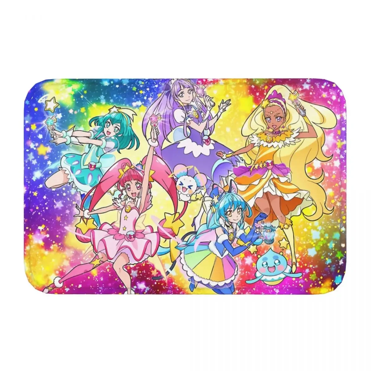 Pretty Cure Precure Princess Anime Anti-Slip Rug Doormat Bath Mat Star Twinkle All Together Hallway Carpet Entrance Door Decor