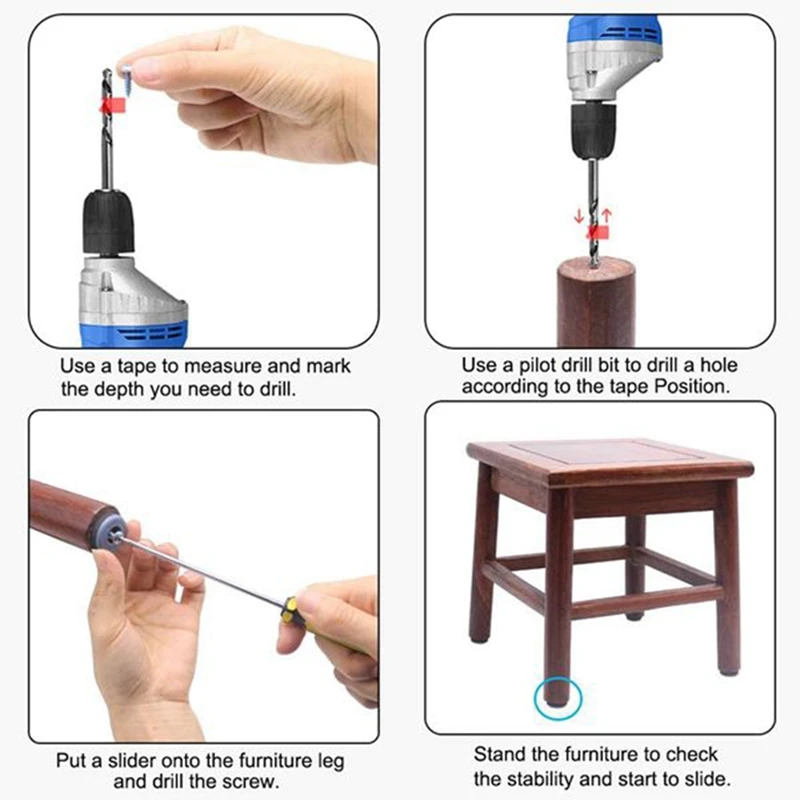 ABXF-40Pcs Furniture Gliders PTFE Easy Moving Sliders With Screw Floor Protector For Tiled Hardwood Floors Round