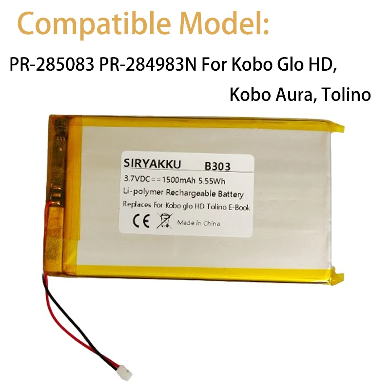 

Replacement 3.7V 1500mAh Li-Polymer Battery For Kobo Glo HD Tolino E-reader Battery PR-285083