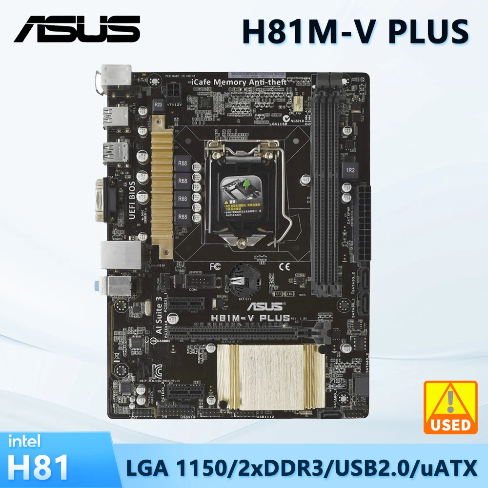 ASUS H81M-V PLUS Intel H81 Motherboard  LGA 1150  support Core i3-4130 4160 4330 4370 4570 4670 4770 cpu DDR3 16GB Micro ATX