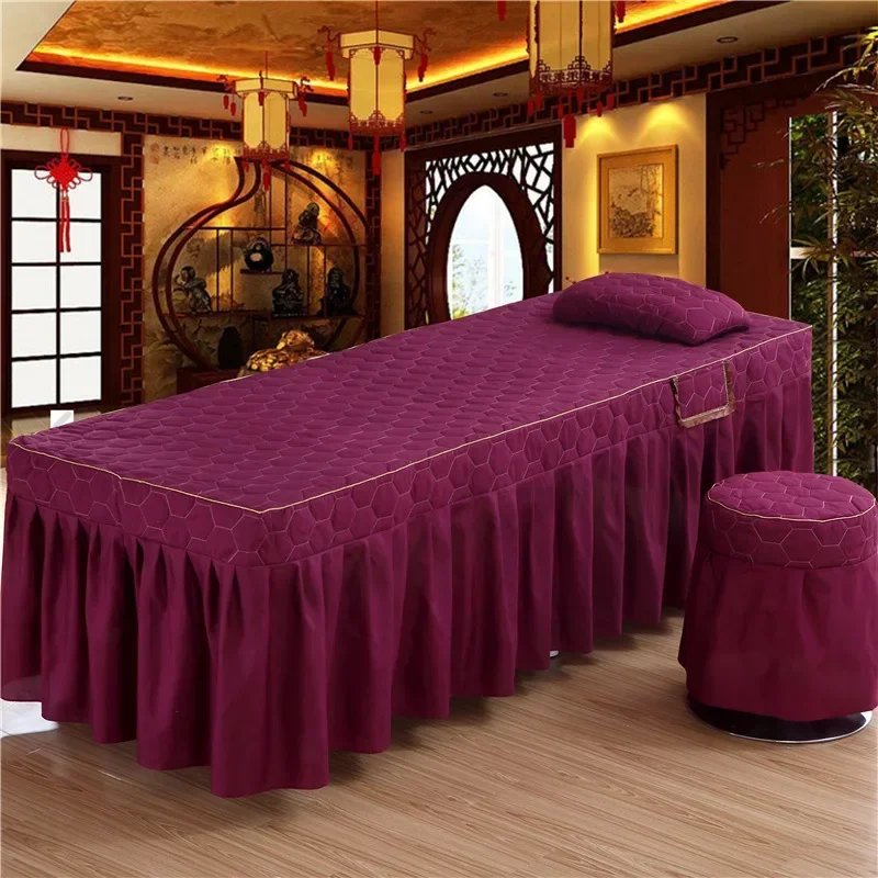 Solid color Bed Sheet Only Solid Beauty Salon Massage Table Bed Mattress Skin-Friendly SPA Bed Cover with Hole Funda Camilla