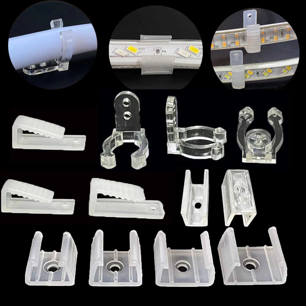 5MM-20MM LED Fix Clips Holder Connector for Fixing 5050 2835 Silicone Lamp Tube Plastic Fasteners Light Buckle Accessories
