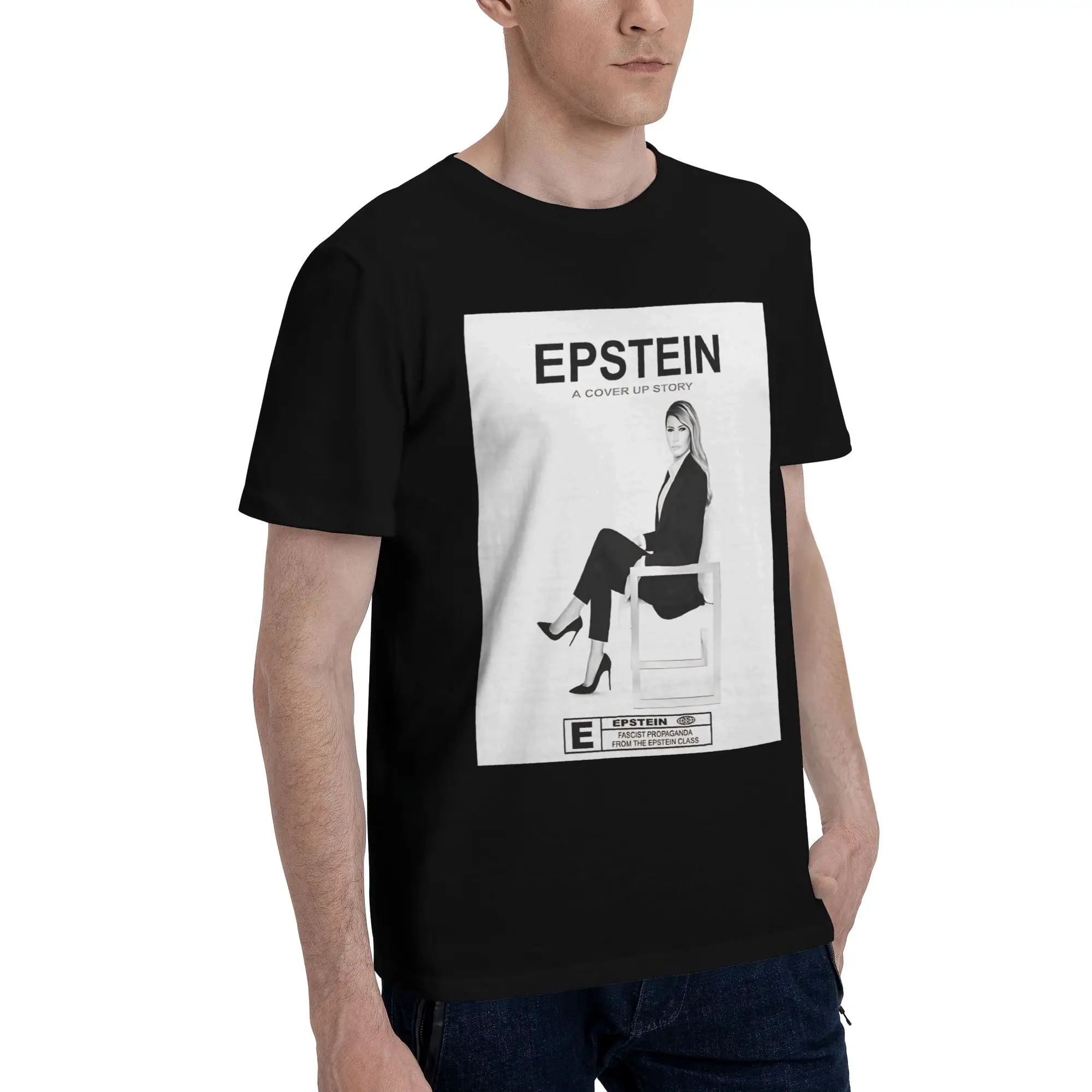 Epstein A Cover Up Story  Graphic 100% Cotton T-Shirt Melania Trump Tees Tops For Men