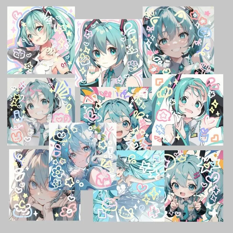 

Квадратная карта Hatsune Miku с граффити Hatsune Miku -Project DIVA- Периферийные граффити в стиле аниме, нарисованный вручную стиль, маленькая карта