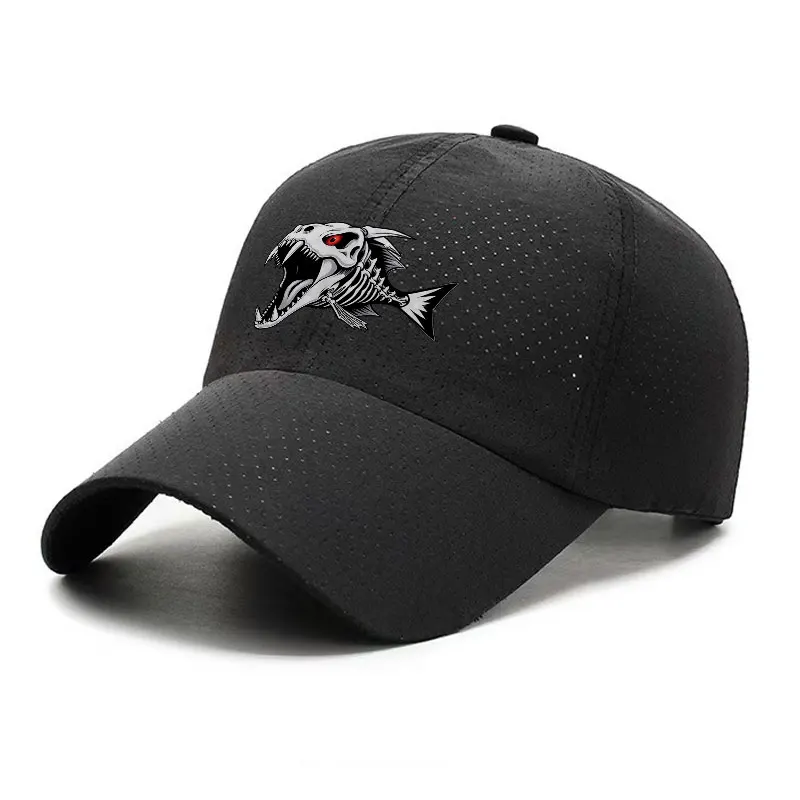 Fierce Fish Skeleton Quick Dry Baseball Cap Breathable Adjustable Sports Sun Hat