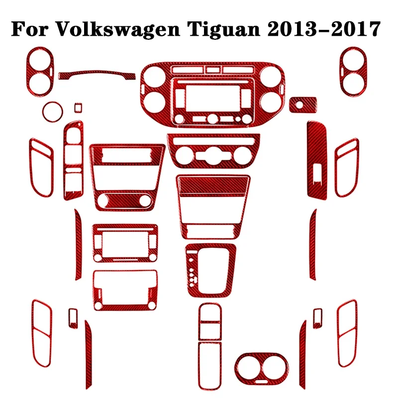 

For VW Volkswagen Tiguan 2013 2014 2015 2016 2017 Car Red Stickers Accessories Auto Carbon Fiber Decoration Interior Mouldings