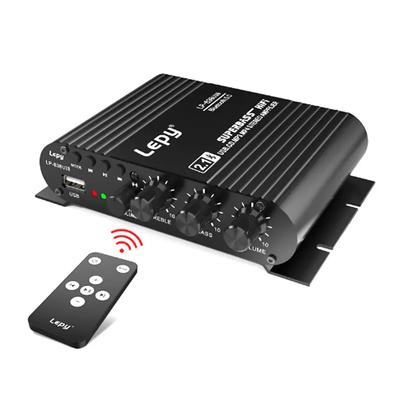 

LEPY838 Mini Audio HiFi Bluetooth 5.0 Power Class D Amplifier Tpa3116 Digital Amp 50W*2 Home Audio Car Marine USB/AUX in