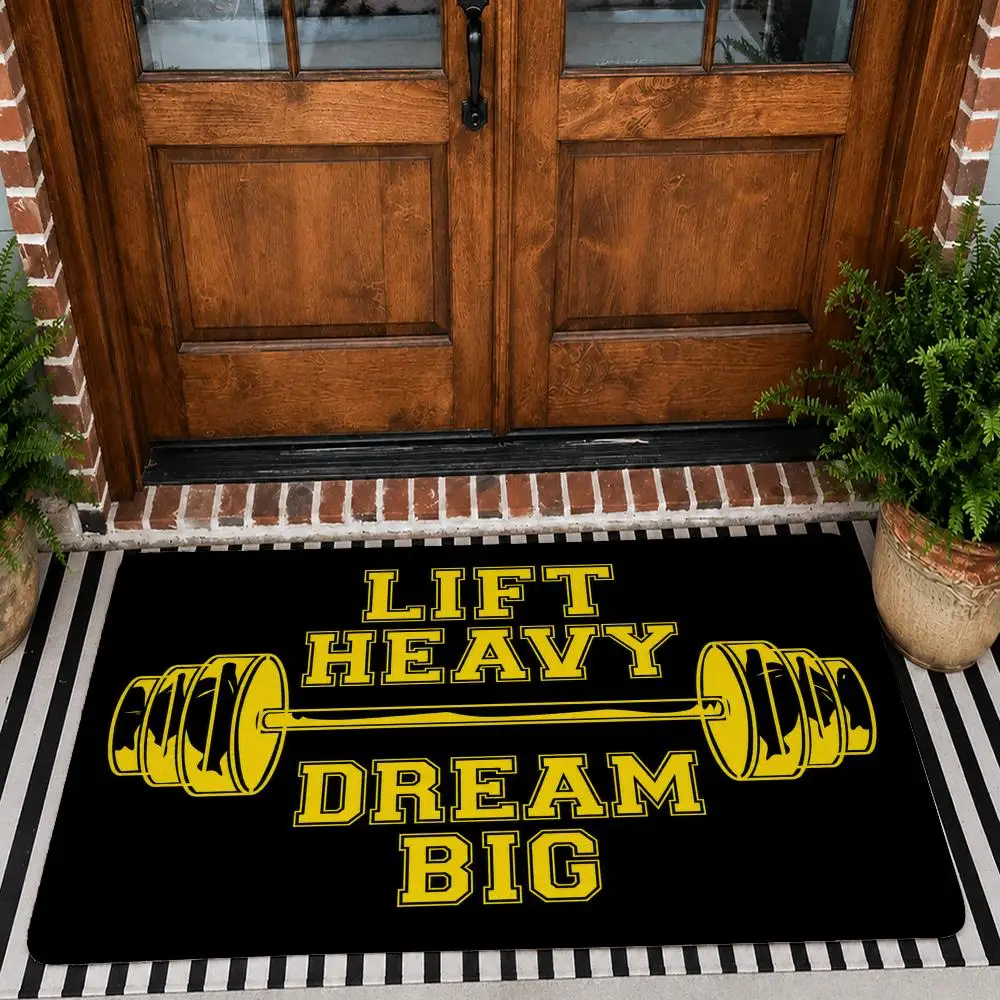 Workout Motivation Floor Mat Soft Flannel Rug Non Slip Washable Quick Dry Door Mat for Bathroom Kitchen Bedroom Home