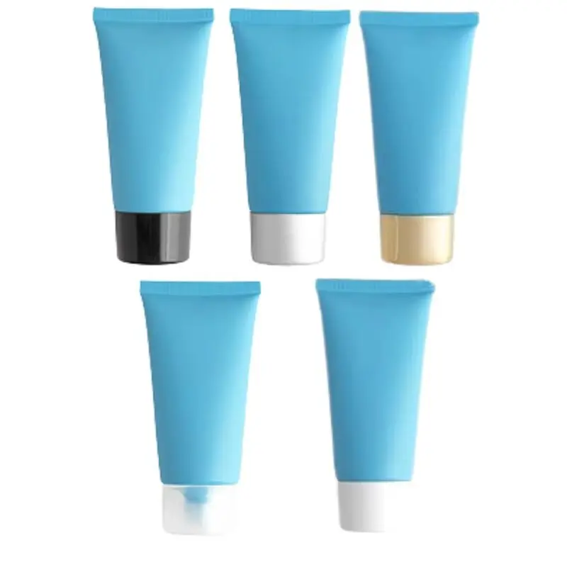 

30Pcs Squeeze Bottle Empty Plastic Tube Blue Packaging PET 50G Container Airless Refillable Portable Cosmetic Bottles