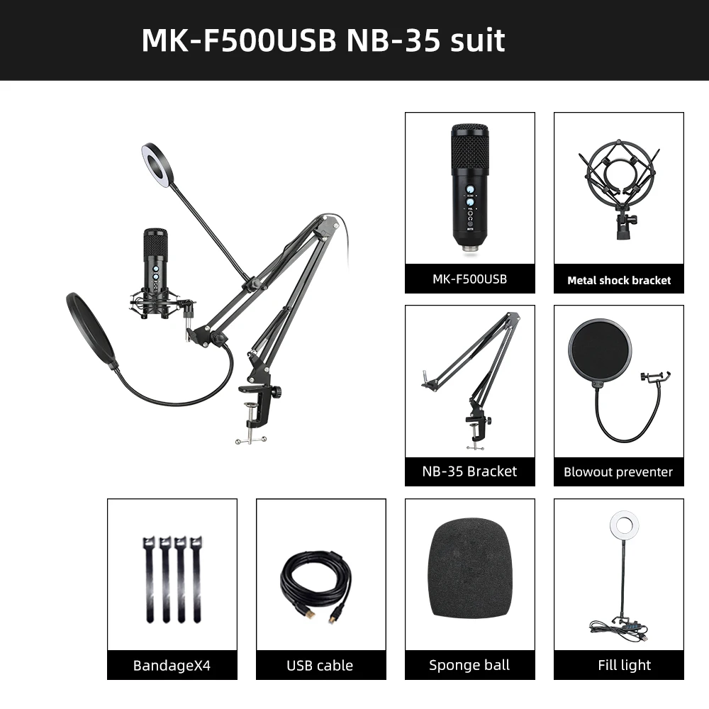 

USB wired Mic computer mobile phone universal game voice free card driver plug and play condenser microphone