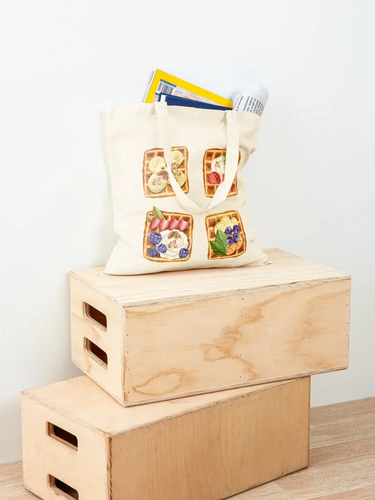 Assorted Waffles & Fruits Set - Bananas, Strawberries, Blackberries, Blueberries and Orange Slices Tote Bag