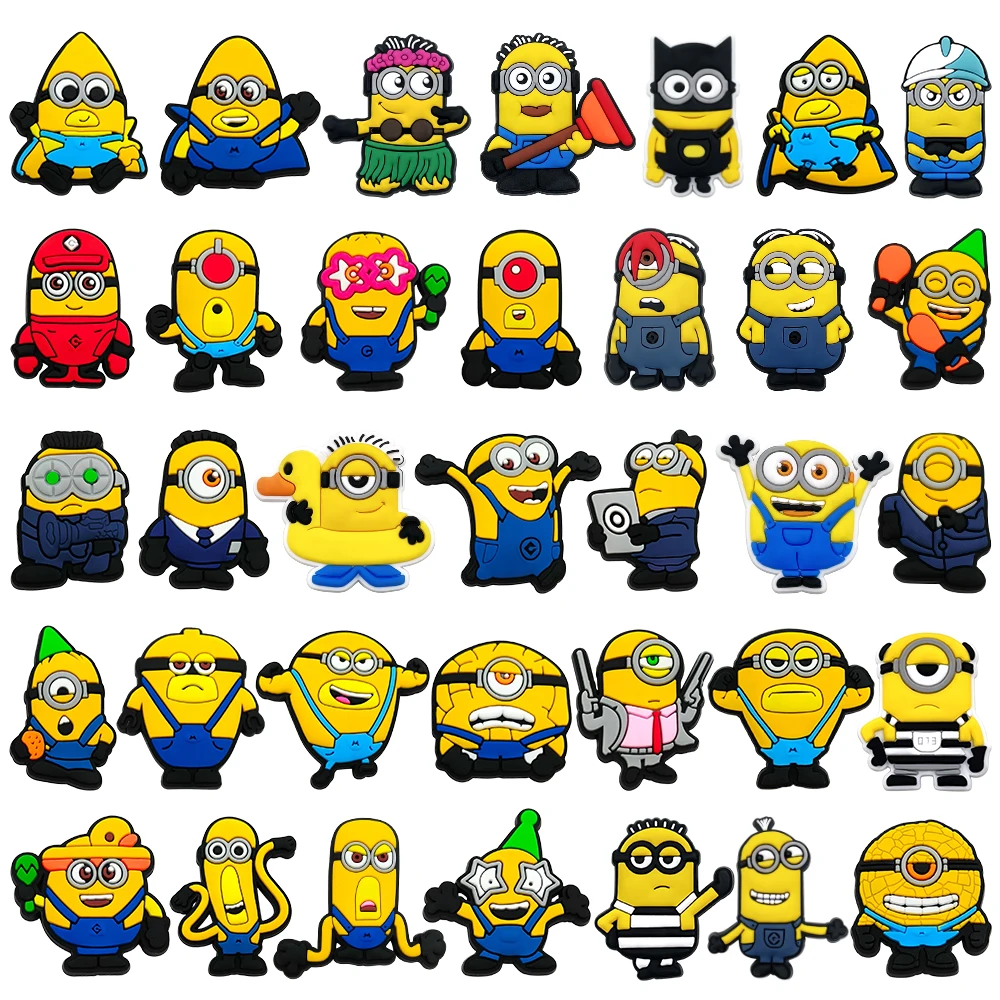 Hot 1PCS Yellow Cartoon Anime Characters image DlY Shoe Charms Funny Accessories Sandals Clogs pin Decorate Kids Boys X-mas Gift image 2