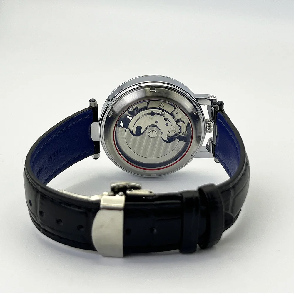 ساعات يد ميكانيكية أوتوماتيكية فاخرة مقاومة للماء، حركة كلاسيكية منقوشة، ساعات توربيون كاملة للرجال، هدايا