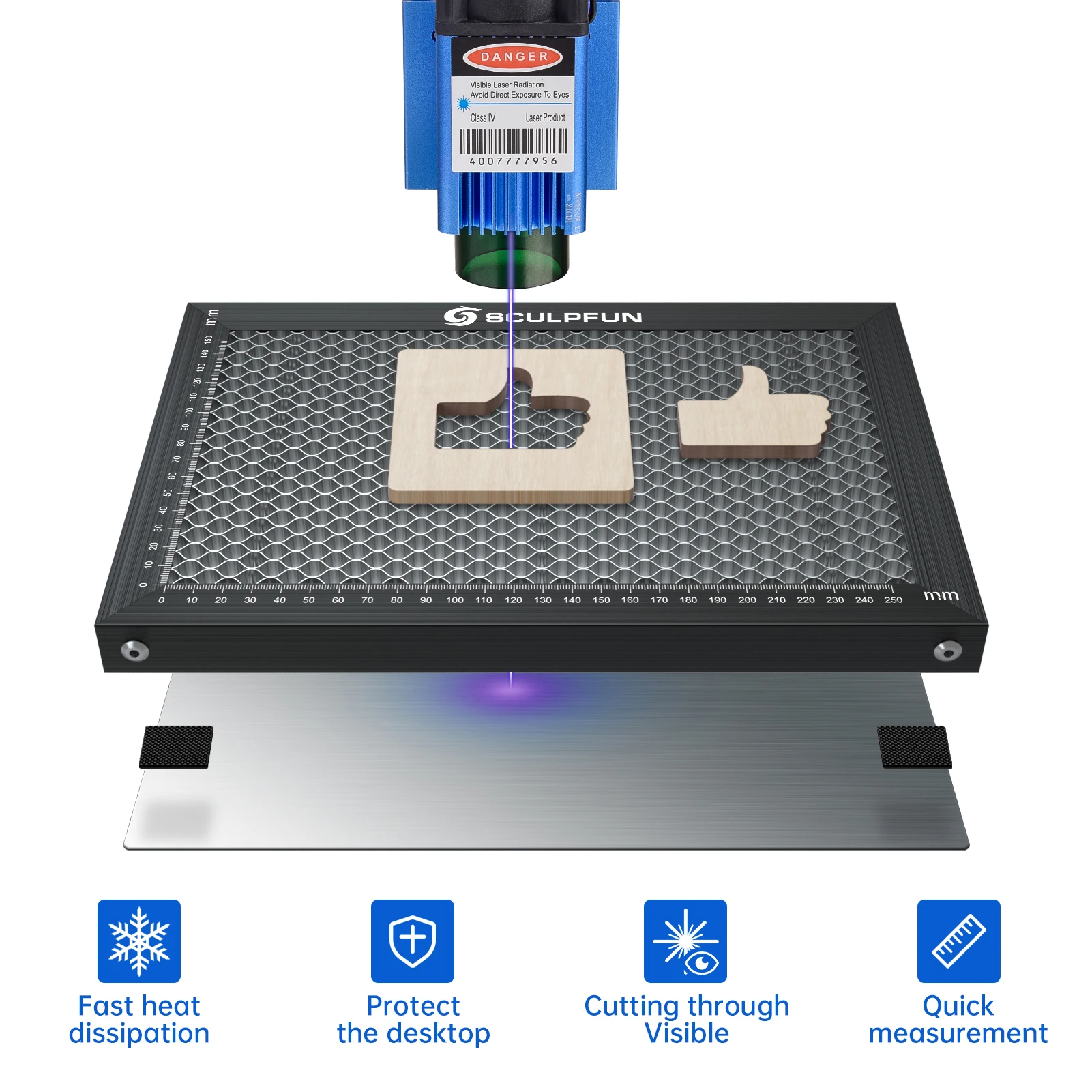 SCULPFUN Laser Engraver Honeycomb Working Table Steel Panel Board Platform for Diode Laser Machine Clean Cutting Work 300x200mm
