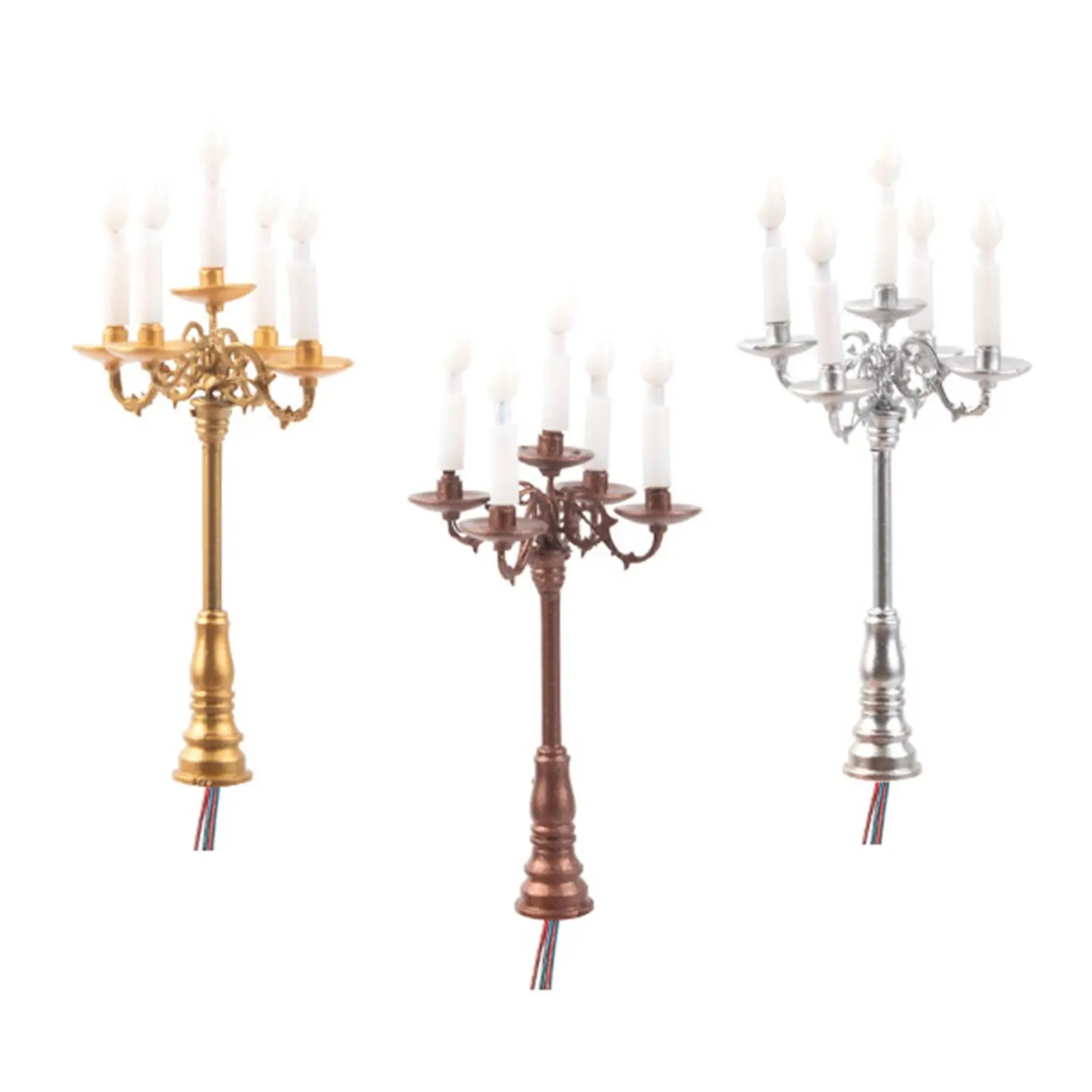 Casa de muñecas LED vela luz casa de muñecas candelabro 1/87 modelo candelabro lámpara para