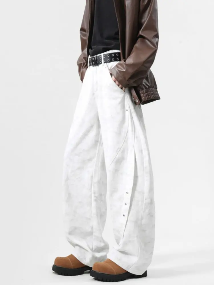 

American Style Men's Loose Straight Leg Jeans Spring Autumn Design Sense CleanFit Pants Casual Wide Leg Jeans