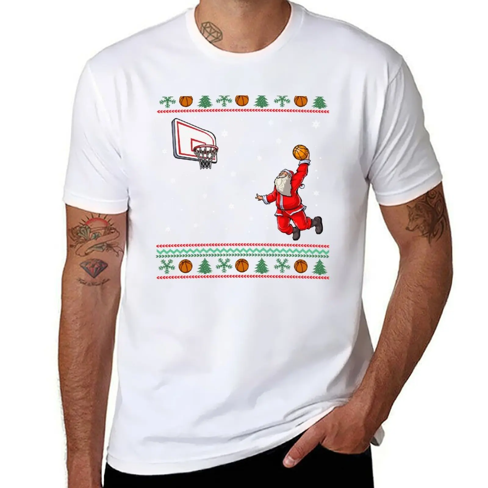 

Christmas Basketball Santa Funny Sport Xmas T-Shirt t shirt for man man t shirts high quality luxury brand T-Shirt