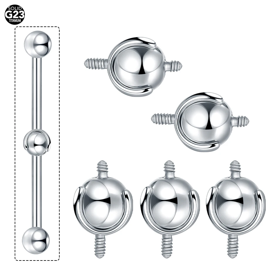 1PC Titanium Internal Thread Ball Replacement for Industrial Barbell Ear Piercing Helix Tragus Stud Cartilage Earring Jewelry
