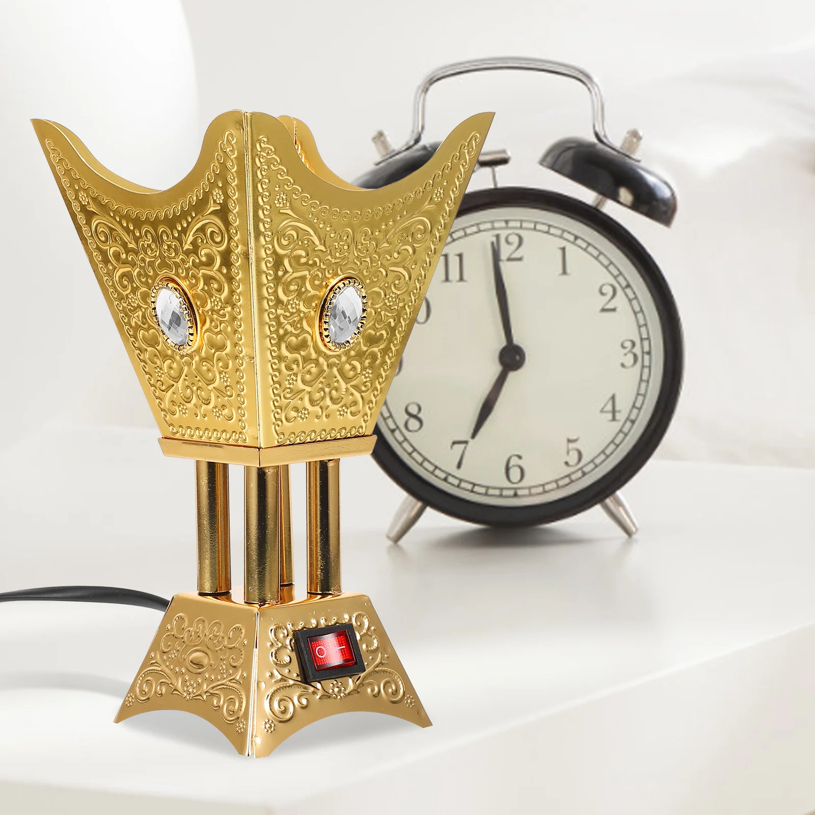 

Plug in Incense Burner Electric Aroma Stove Metal Cone Incense Holder Decorative Burner for Home Temple Uk Plug Portable Desktop