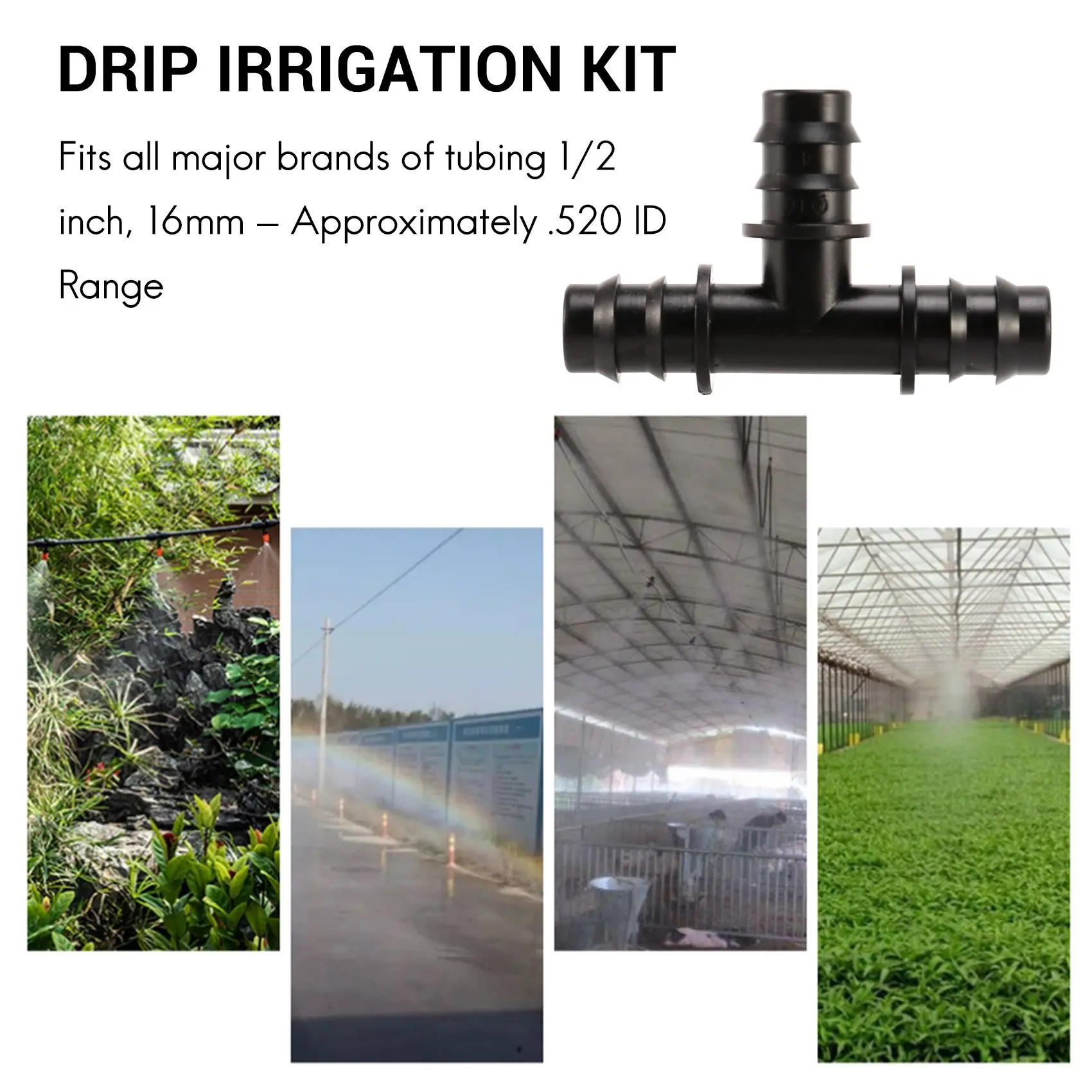 AT84-Irrigation Fittings Kit For 1/2 Inch Tubing- Barbed Connectors (Rain Bird 16Mm .520 ID)Drip Or Sprinkler Systems