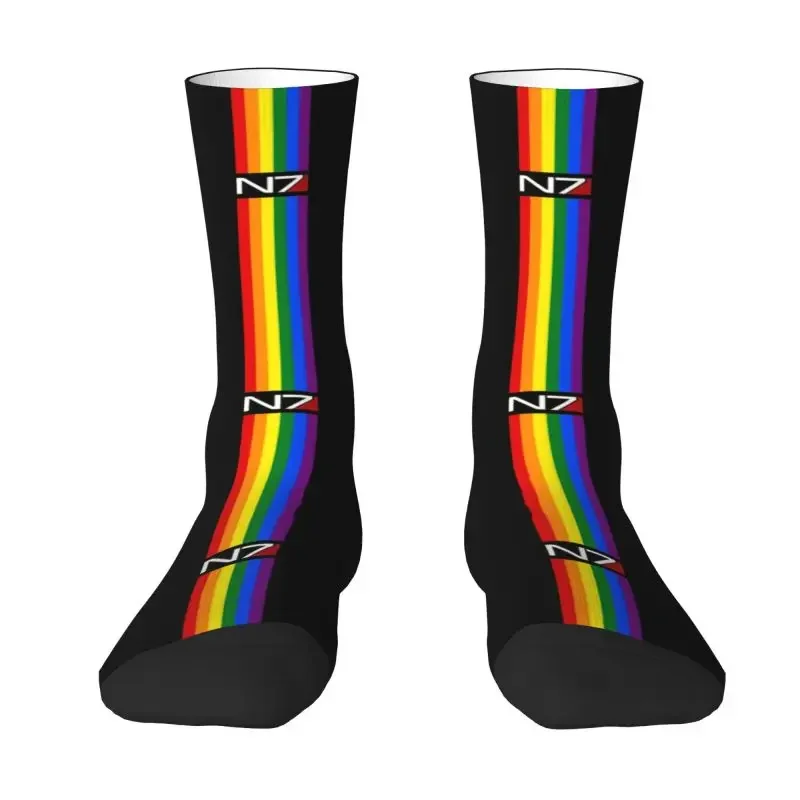 N7 Gay Pride Lgbt Logo Socks for Women Men Stretch Summer Autumn Winter Alliance Military Video Game Mass Effect Crazy Crew Sock