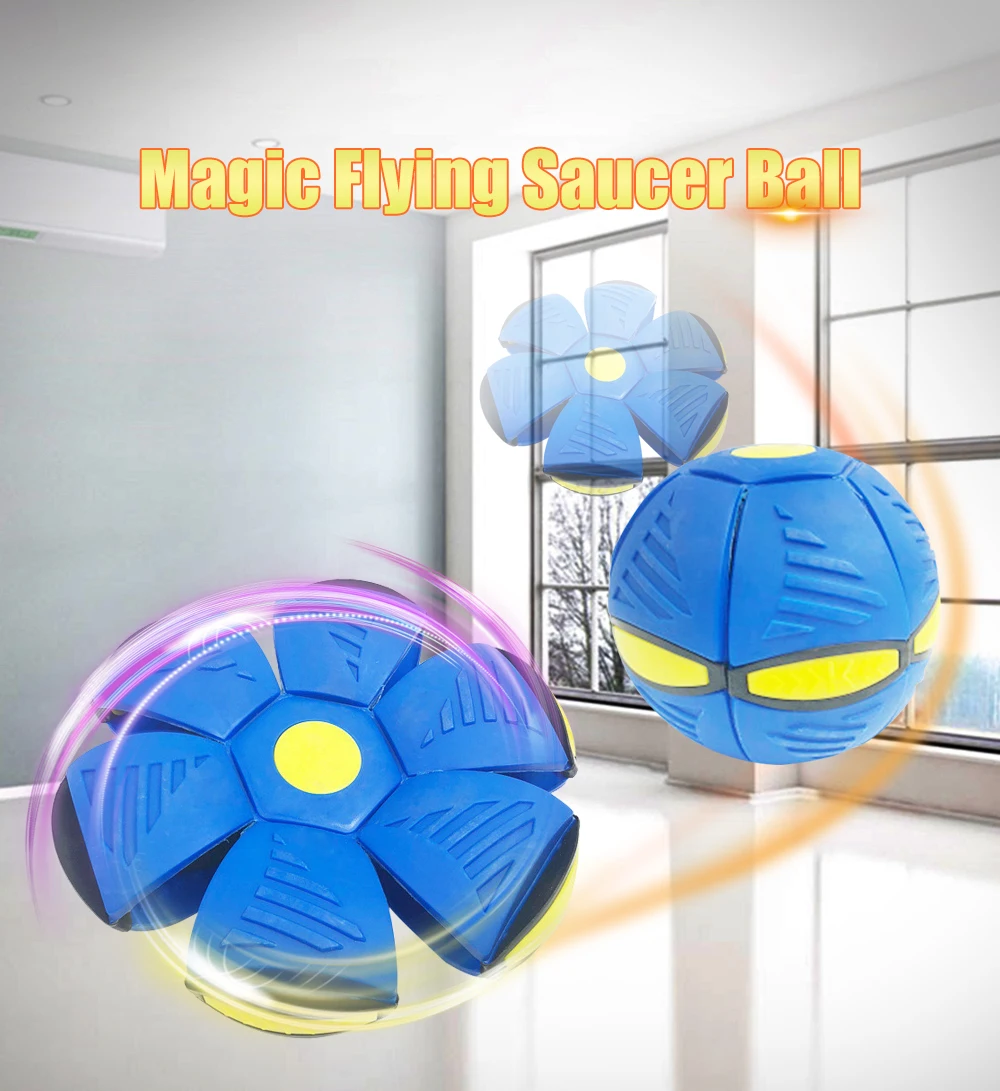 Flying Saucer Ball Magic Deformation UFO with Led Light Flying Toys Decompression Outdoor Fun Toys for Boys Girls Kids Game Gift