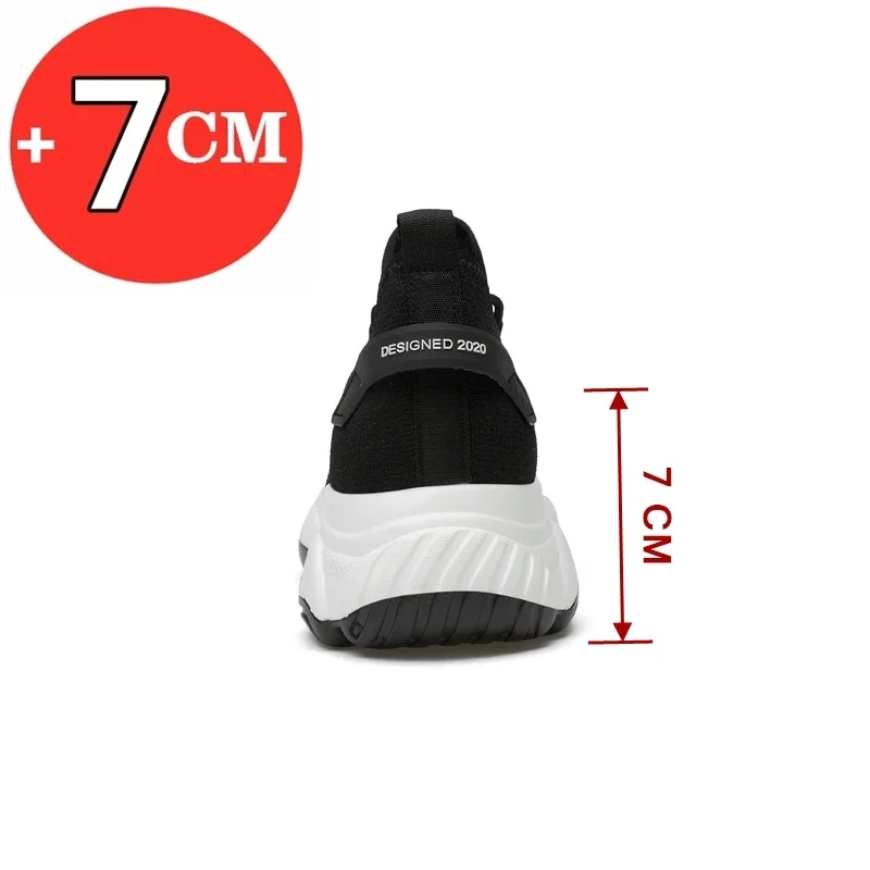 Summer Breathable Sneakers Men Elevator Shoes Height Increase For Men Casual Insole 7cm Sport Shoes Man Shoes Taller