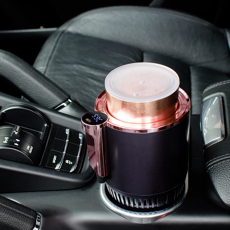 

2 in 1 Mini Car Fridge Warmer and Cooler Cup Coffee Mug for Car Smart Touch with LCD Display for Travel