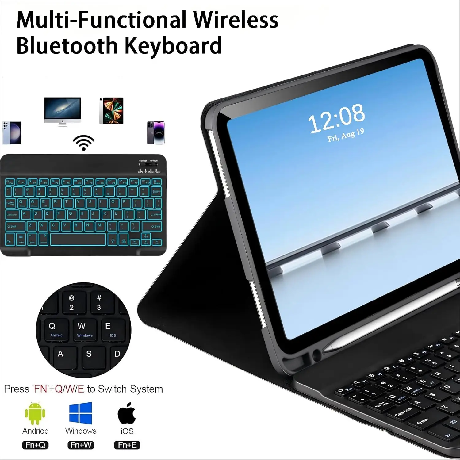 

Чехол-клавиатура с подсветкой для Xiaomi Redmi Pad Pro 2024 12.1 дюйма, русская, ивритская, испанская раскладка, чехол-клавиатура для Redmi Pad Pro 12.1