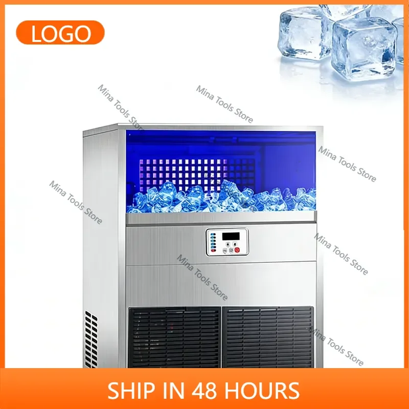 Commercial Stainless Steel Ice Maker with Compressor 150kg Daily Ice Production Ice Cube Shape Suitable for Restaurants