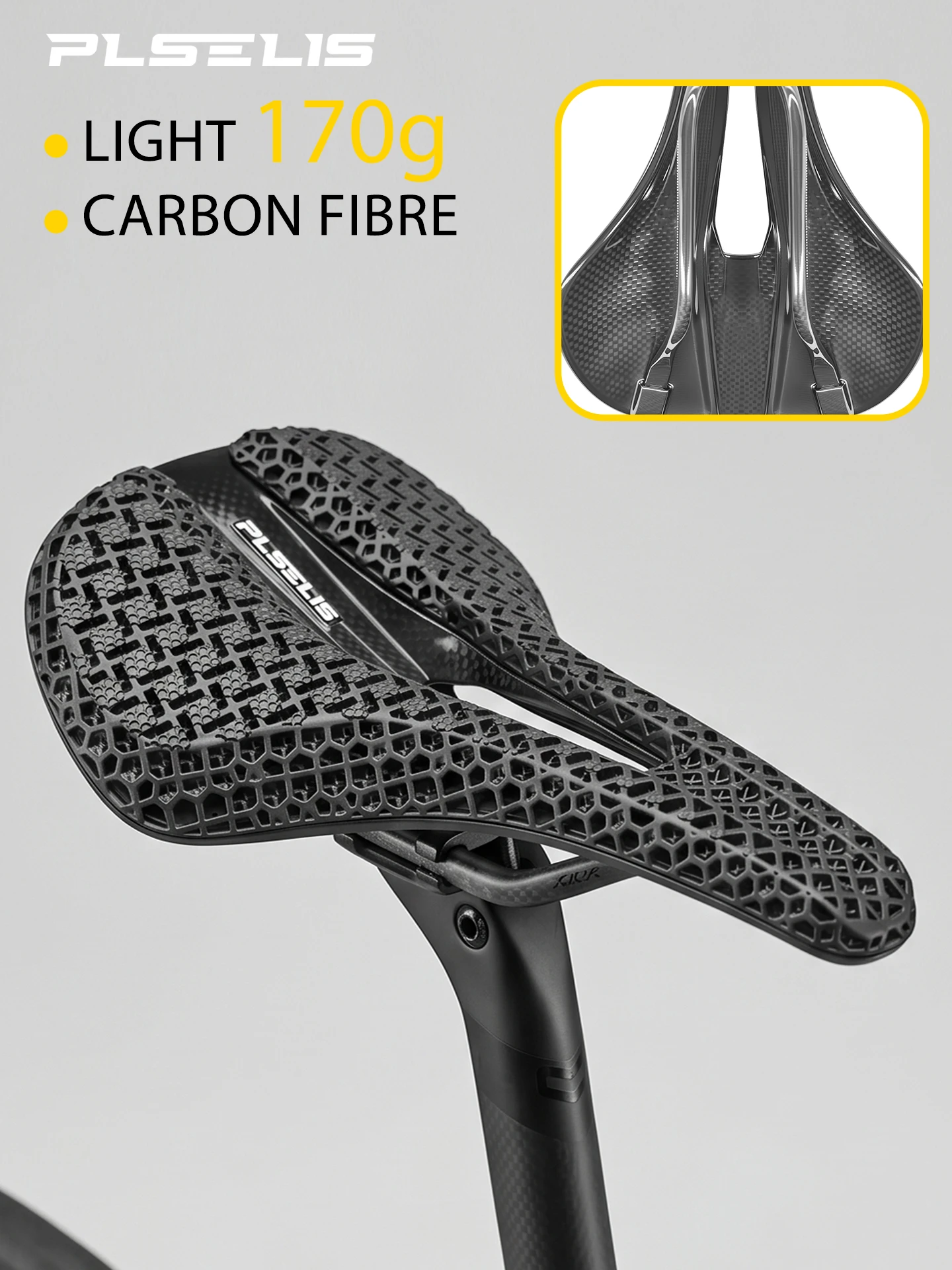 AliExpress plselis Plselis Full Carbon Seat Cushion, 3D Printed Seat Cushion, Road Bicycle Seat Cushion, Bicycle Seat Cushion, Ergonomics