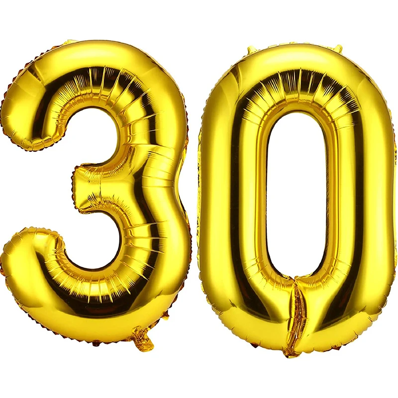 

32 Inch Number 30 Balloons Jumbo 30 Foil Gold Party Balloons 30th happy Birthday Party Balloons 30th Anniversary Decorations