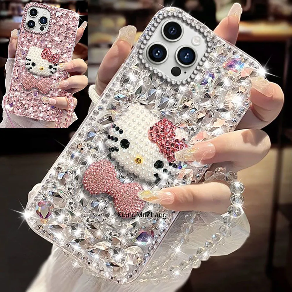 Hello Kitty Strass-Schleifen-Handyhülle für Nothing Phone 4A Pro 4B 3A Lite 3A Pro 3A 2A 3 2 1 CMF Phone 2 Pro 1 Diamant-Abdeckung Coque – Detail 2