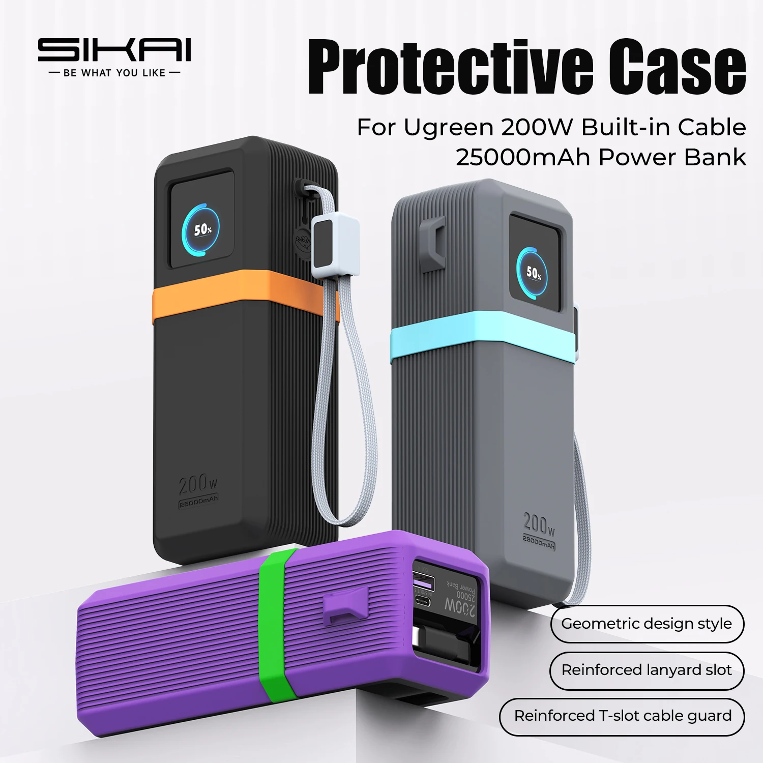 SIKAI Silikonhülle für UGREEN Nexode Pro 200W PB728/PB722 25000mAh Powerbank Reise-Stoßfeste Schutzhülle mit Kabelorganisierungsring
