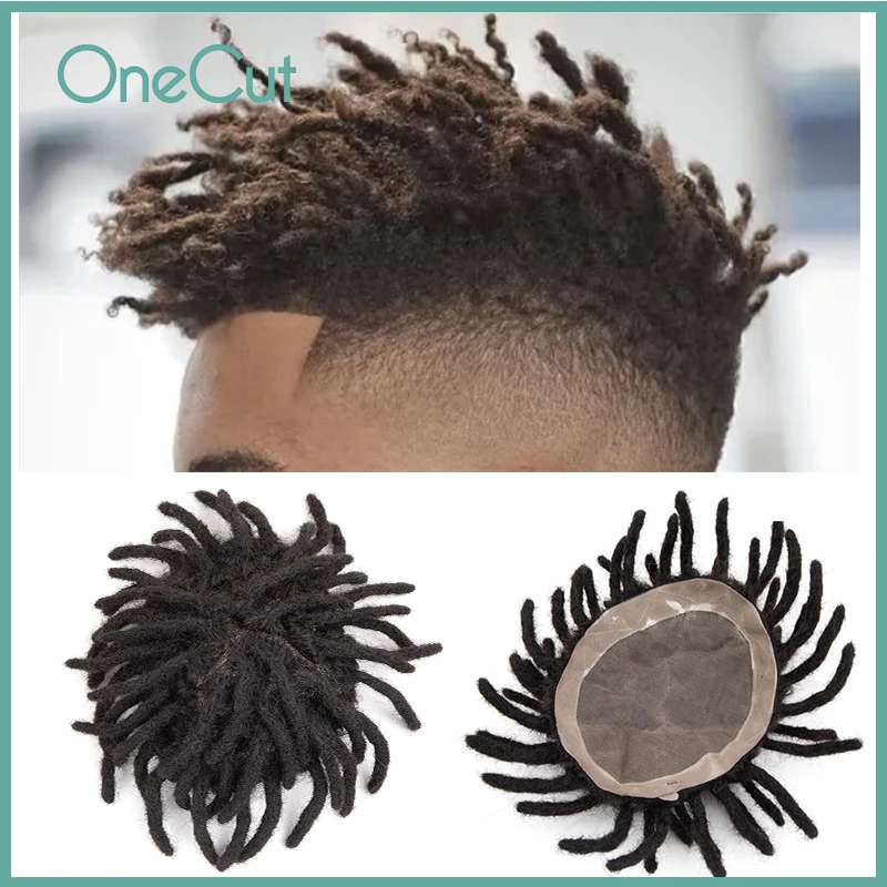 Rastas Afro rizadas para hombre, peluca Remy, tupé fino, Mono NPU, reemplazo de cabello masculino, prótesis capilar, sistema de cabello humano indio 100%