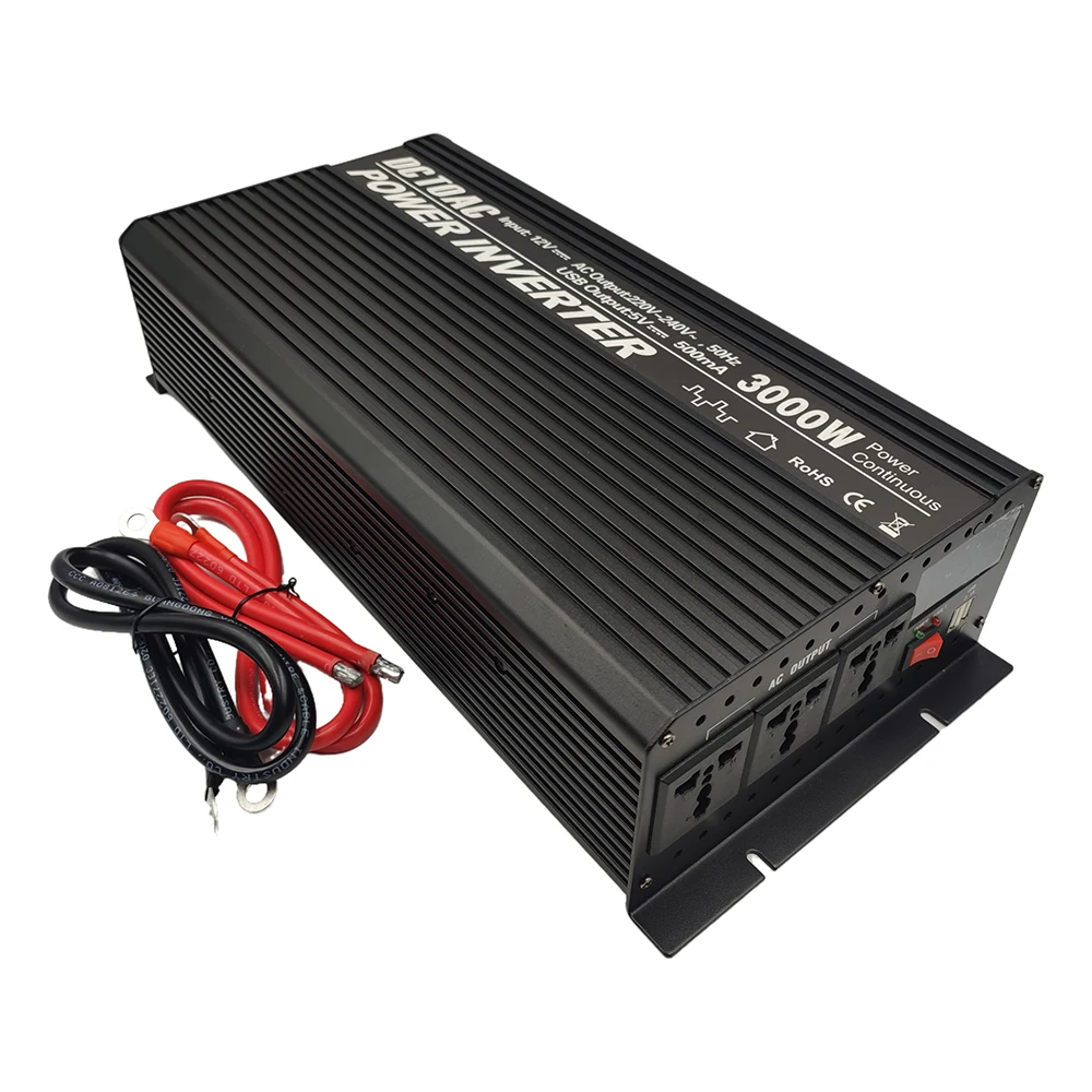 Inversor de Potência 3000W 12V 220V, Inversor de Onda Senoidal Modificada 3kW, Inversor DC para AC, Inversor Off-Grid 12V para 220V, Inversores Automotivos