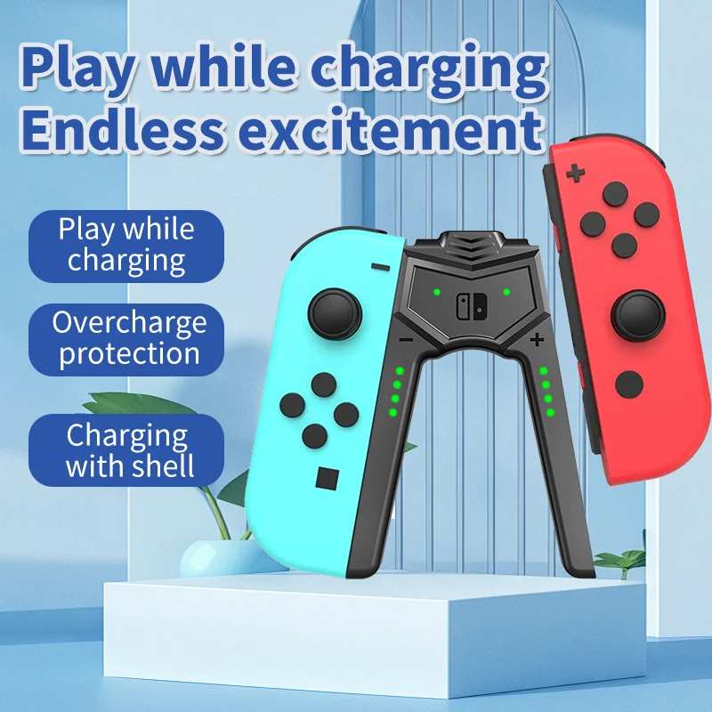 Joy-con aperto de carregamento para interruptor oled tipo c mini doca de carregamento com indicadores controlador carregador para nintendo switch oled