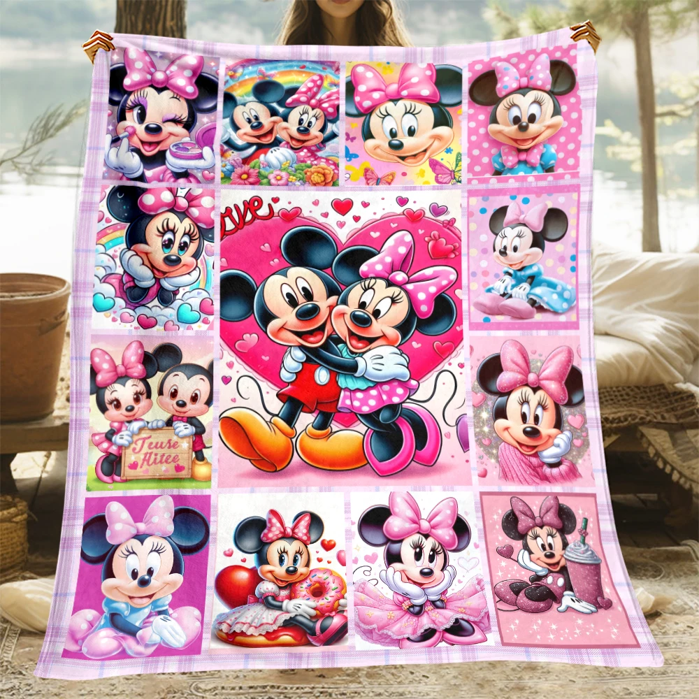 Mickey Mouse  Minnie HD Printed Flannel Thin Blanket.Four Season Blanket.for Sofa,beds,living Rooms,travel Picnic Blanket Gifts