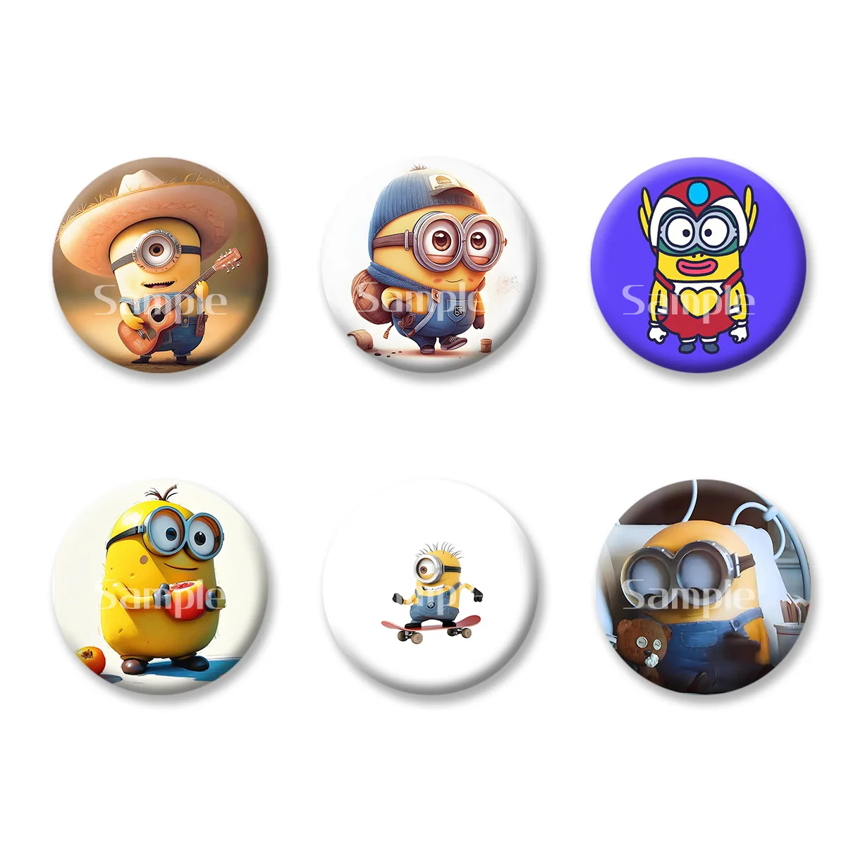 

Kawaii Cute Despicable Me Minions Flash Badges Button PinsBrooch Keychains Mirror Fridge Magnet Jewelry Gift for Kids Friends